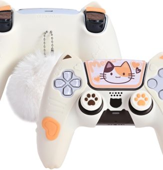 GeekShare PS5 Controller Skin Set Soft Silicone Protective Cover Case for PS5 Wireless Controller with 2 Thumb Grip Caps and 2 Stickers