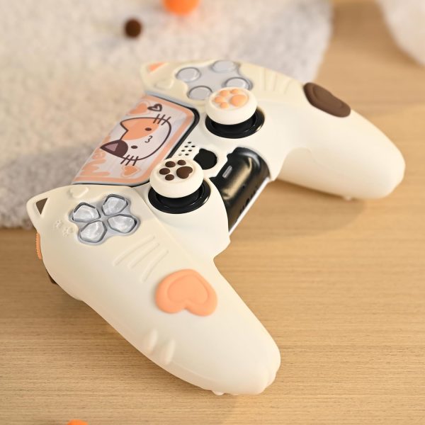 GeekShare PS5 Controller Skin Set Soft Silicone Protective Cover Case for PS5 Wireless Controller with 2 Thumb Grip Caps and 2 Stickers - Image 5