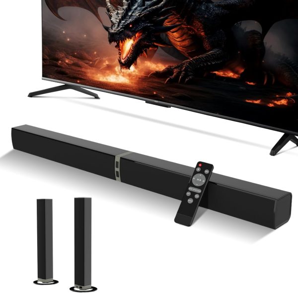 MZEIBO Sound Bar for Smart TV，80W Detachable Bluetooth Soundbar with Powerful Bass, 2-in-1 Home Theater Audio System, ARC/Optical/AUX Connectivity for TV/PC/Laptop/Game Console - Image 2