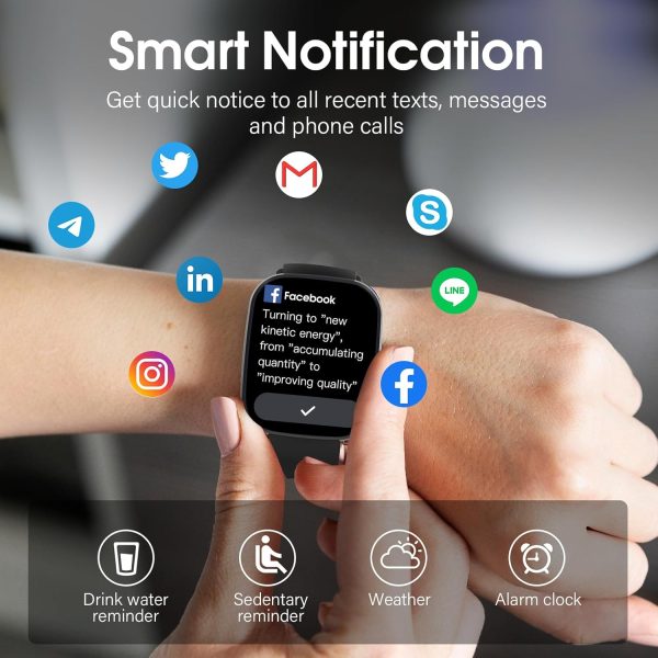 Smart Watch, 1.91" HD Screen Smartwatch for Men Women(Answer/Make Call), Fitness Watch with Heart Rate/Sleep Monitor/Steps Monitor, 110+ Sports Modes, IP68 Waterproof Activity Trackers, Black - Image 2