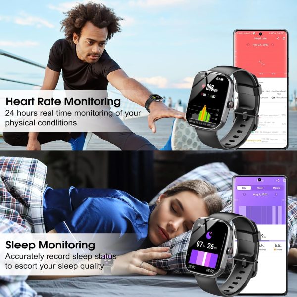 Smart Watch, 1.91" HD Screen Smartwatch for Men Women(Answer/Make Call), Fitness Watch with Heart Rate/Sleep Monitor/Steps Monitor, 110+ Sports Modes, IP68 Waterproof Activity Trackers, Black - Image 5