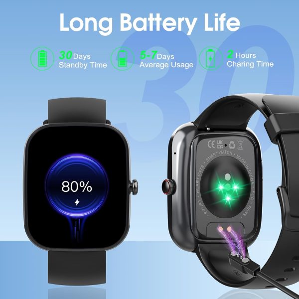Smart Watch, 1.91" HD Screen Smartwatch for Men Women(Answer/Make Call), Fitness Watch with Heart Rate/Sleep Monitor/Steps Monitor, 110+ Sports Modes, IP68 Waterproof Activity Trackers, Black - Image 7