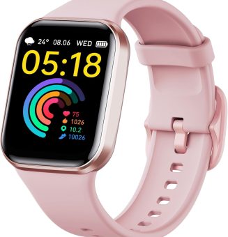 Smart Watch for Men Women, 1.69" Large HD Screen Smartwatches, 25 Sports Mode Smart Watches, IP67 Waterproof Activity Tracker, Fitness Watch with Heart Rate Sleep Monitor, Calorie/Step Counter, Pink