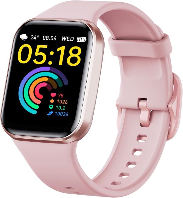 Smart Watch for Men Women, 1.69" Large HD Screen Smartwatches, 25 Sports Mode Smart Watches, IP67 Waterproof Activity Tracker, Fitness Watch with Heart Rate Sleep Monitor, Calorie/Step Counter, Pink