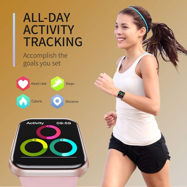 Smart Watch for Men Women, 1.69" Large HD Screen Smartwatches, 25 Sports Mode Smart Watches, IP67 Waterproof Activity Tracker, Fitness Watch with Heart Rate Sleep Monitor, Calorie/Step Counter, Pink - Image 4