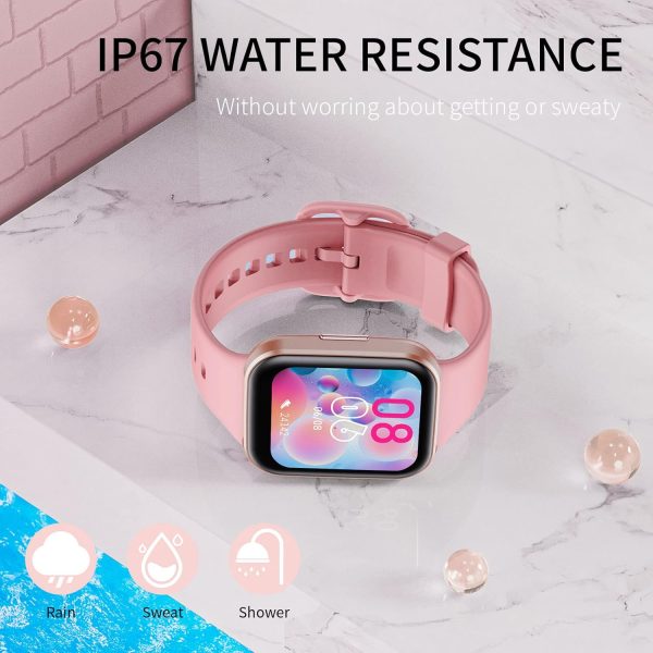 Smart Watch for Men Women, 1.69" Large HD Screen Smartwatches, 25 Sports Mode Smart Watches, IP67 Waterproof Activity Tracker, Fitness Watch with Heart Rate Sleep Monitor, Calorie/Step Counter, Pink - Image 6