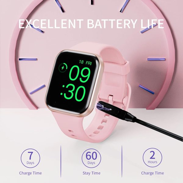 Smart Watch for Men Women, 1.69" Large HD Screen Smartwatches, 25 Sports Mode Smart Watches, IP67 Waterproof Activity Tracker, Fitness Watch with Heart Rate Sleep Monitor, Calorie/Step Counter, Pink - Image 7