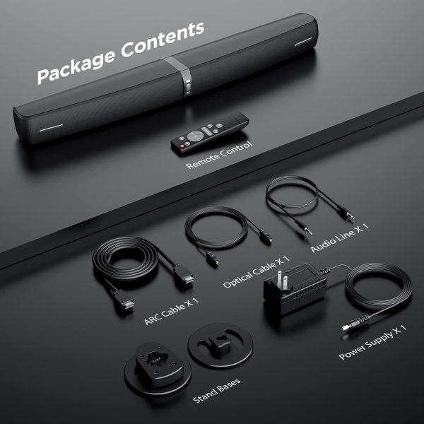 Sound Bar for Smart TV,90W Soundbar with Bluetooth/ARC/Optical/AUX Connect, Auto Volume Boost, 3 Customizable Equalizer Modes, 2 in 1 Detachable Soundbar for TV/PC/Gaming/Projectors - Image 9